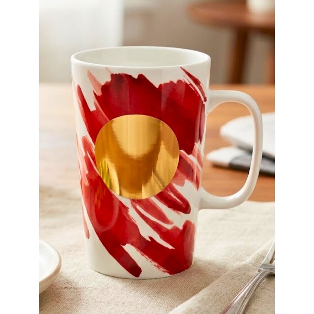 Starbucks 2014 Gold Dot Series Red Watercolor Ceramic Mug 16oz